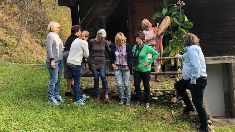 Vayana heiler- & Intuitionstrainer Ausbildung - Teilnehmer der Gruppe auf einem Bauernhof in Österreich